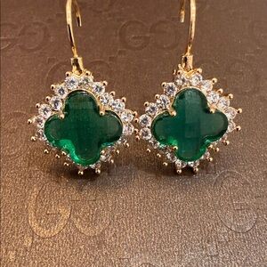 Elegant Gold and Green Earrings